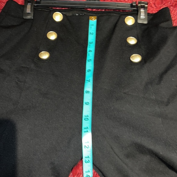 Tahari black tailored gold button military skinny dress pants Sz L - Picture 5 of 10